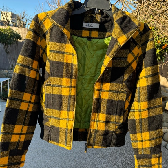 ALDO women’s wool jacket coat checked elastic at side full zipper front size M - Picture 12 of 12